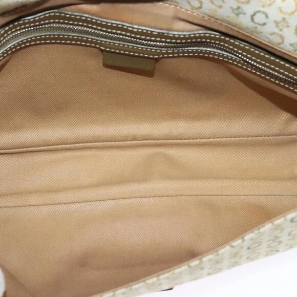 CELINE C Macadam Canvas Shoulder Bag Beige Brown Silver Auth gh040 - Picture 11 of 14